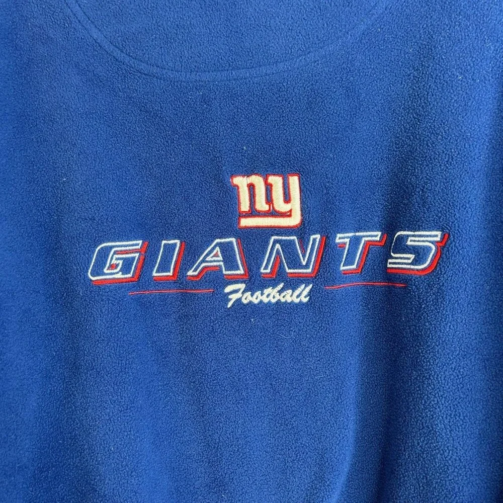 New York Giants Sweater Mens 2XL Blue Red NFL Football‎ Reebok Fleece 1/4 Zip